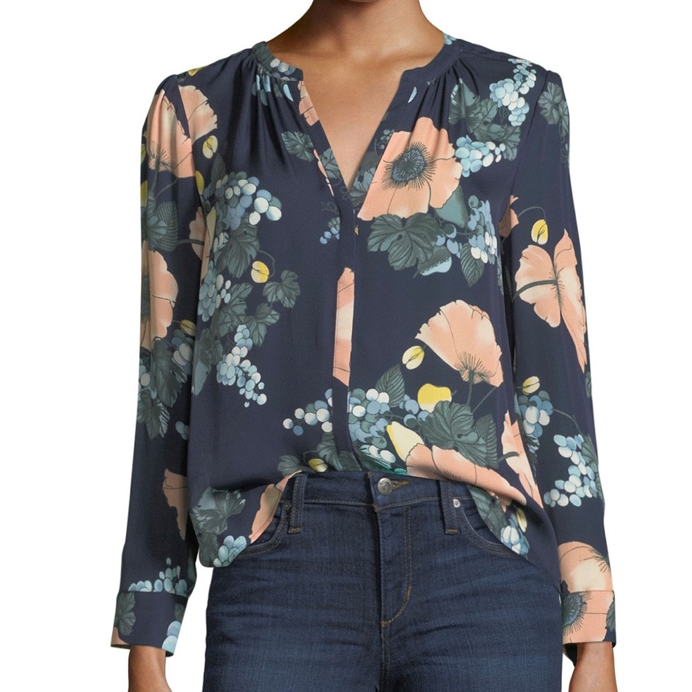 Joie Navy Floral Blouse